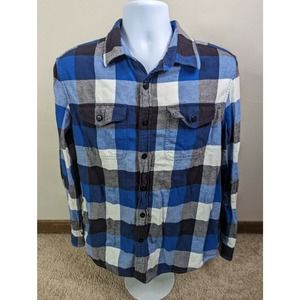 American Eagle Flannel Shirt Blue Plaid Long Sleeve Men's Size Large L5S